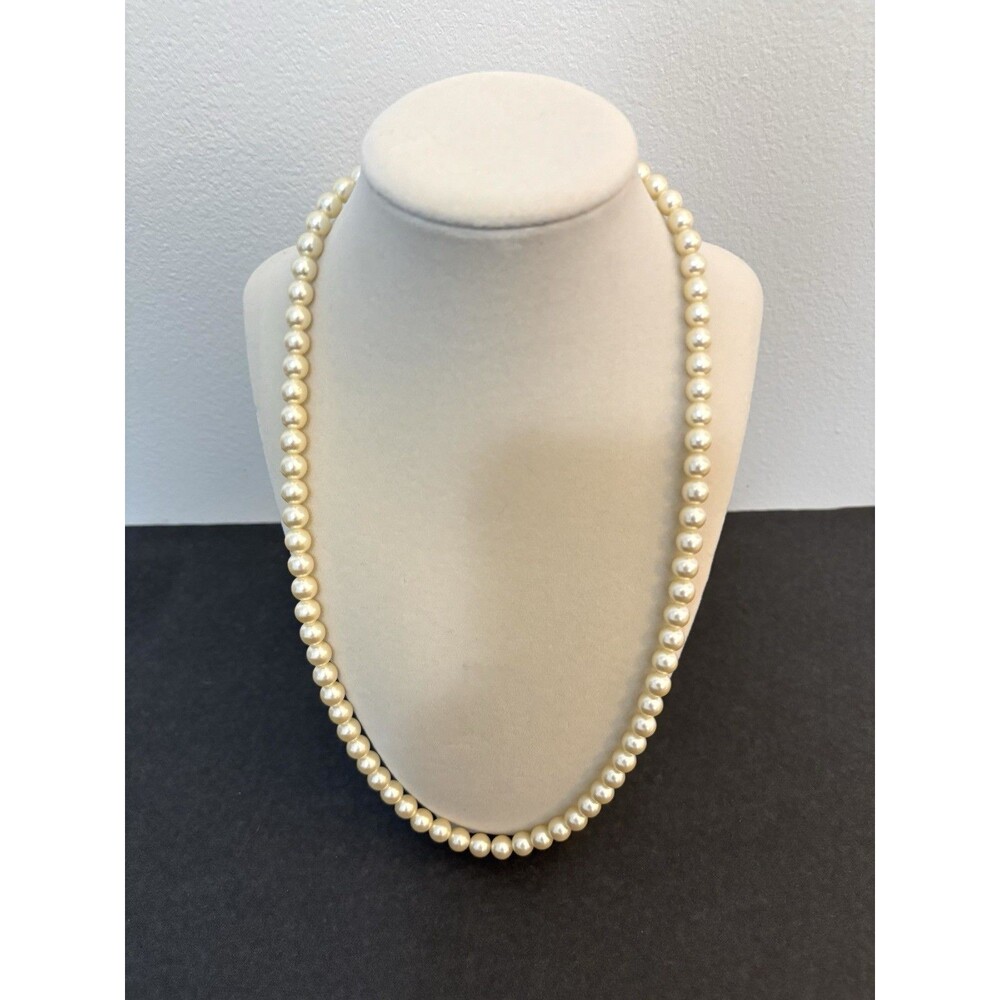 Vintage 1928 Faux Pearl Statement Necklace 24" Signed